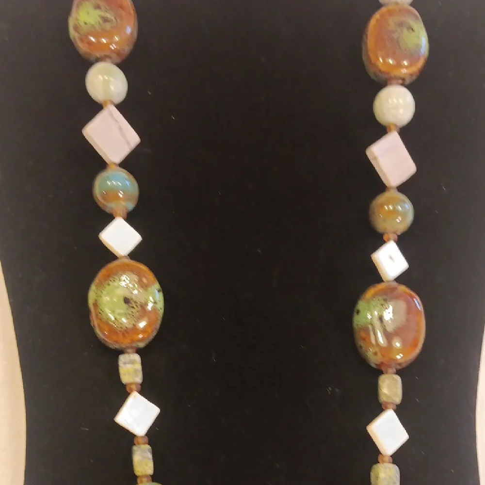 Stunning Artisan Handmade Beaded Earth Tone Necklace
